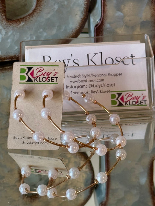 Pearl Gold Hoops